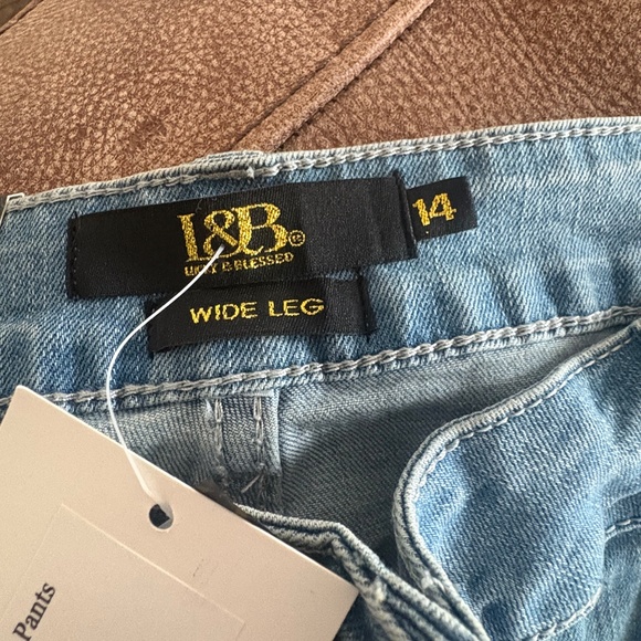 NWT - L & B DISTRESSED Half Denim red multi color Serape Party Pants - Picture 6 of 10